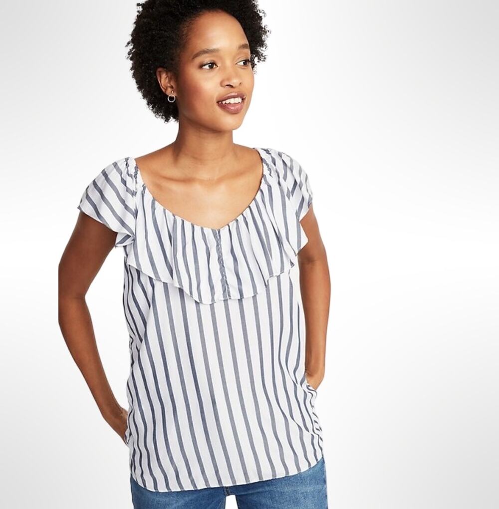 Old Navy Sleeveless Ruffle-Trim Striped Top